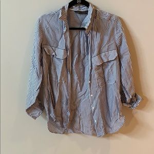Striped long sleeve button down blouse